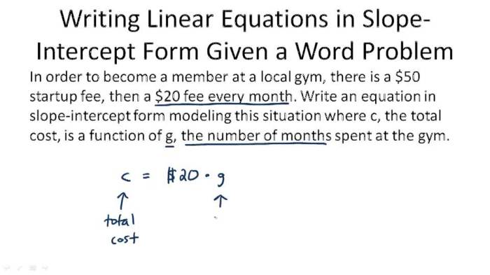 Slope intercept form word problems answer key